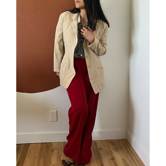 vtg 90s Emanuel ungaro Designer beige minimalist classic button blazer size 2 - Picture 3 of 12